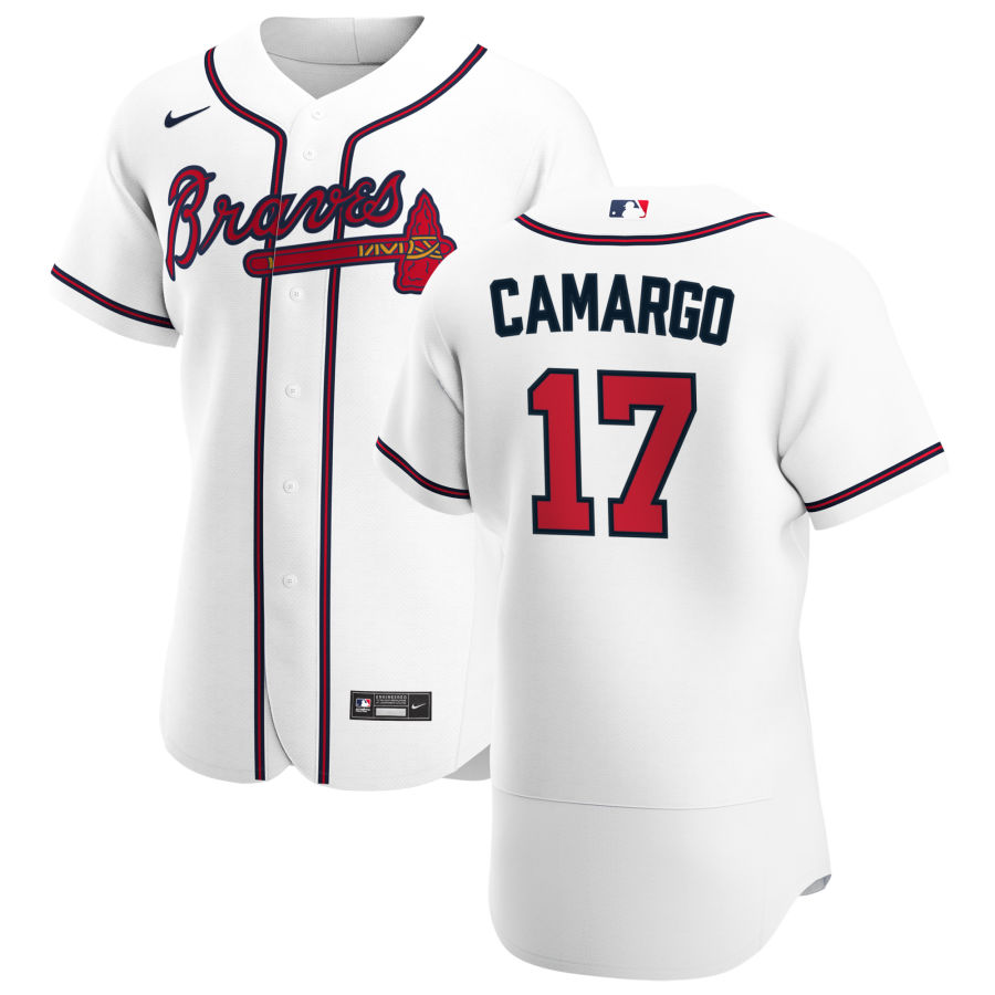 Atlanta Braves #17 Johan Camargo Men Nike White Home 2020 Authentic Player MLB Jersey->atlanta braves->MLB Jersey